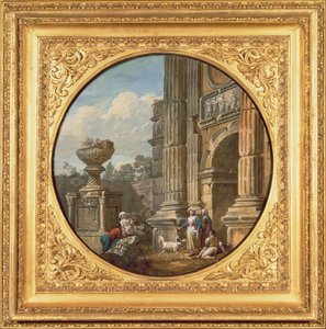 Architectural Subject: Arch, tomb, figures and goats, 1760s by Charles Louis Clerisseau